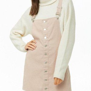 FOREVER 21 Corduroy Mini Overall Dress Dusty Pink